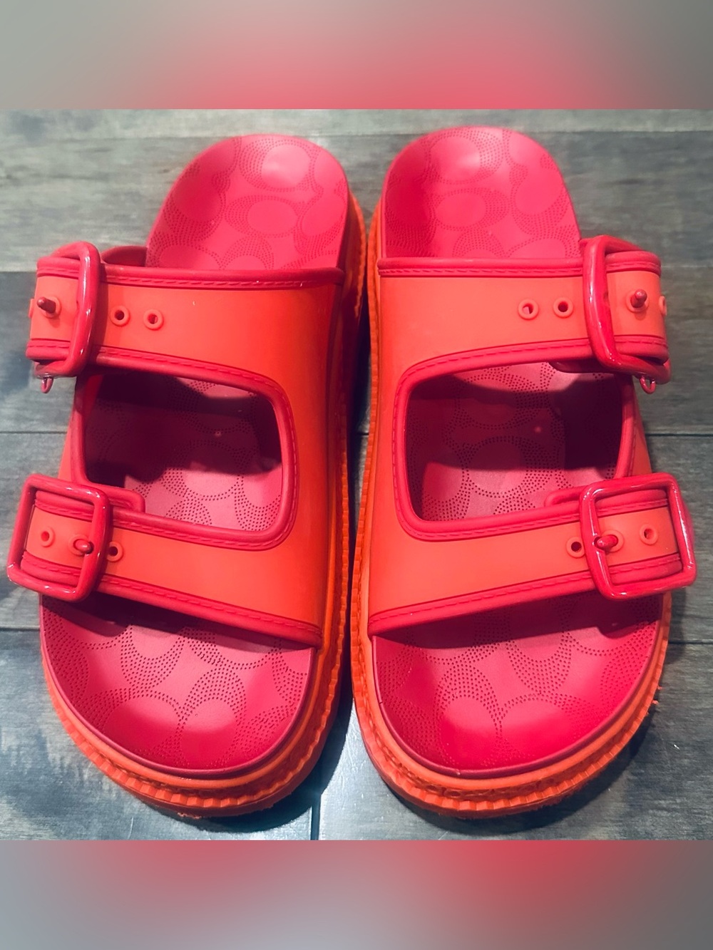 Coach Women’s Sz 7 Coral Red Lainey Sandals